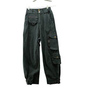 Taipei Today Baggy Cargo Pants Womens S/XS Forest Green High Waisted Cotton